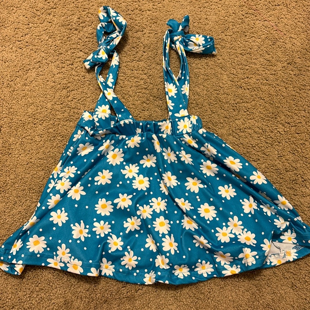 Sparkle in Pink flower tie strap overall skirt